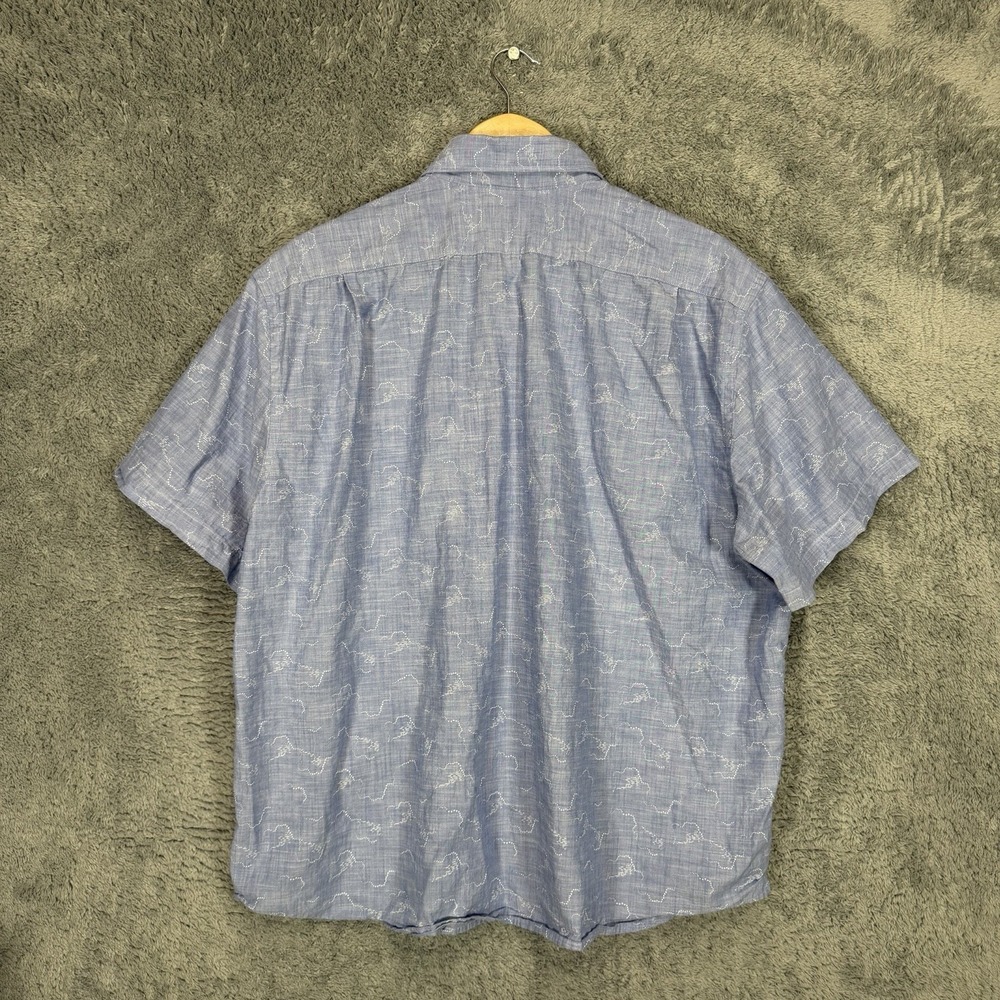 Proper Cloth Shirt Mens XL Blue Clouds 100% Cotton Short Sleeve Button Up - Picture 2 of 7